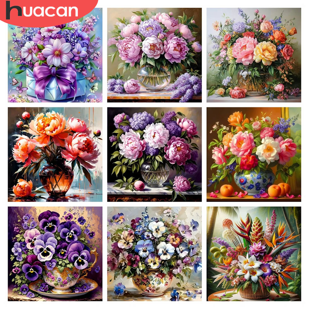 Resin Art Wallpaper - HUACAN 5D Diamond Mozaïek Rose Flower