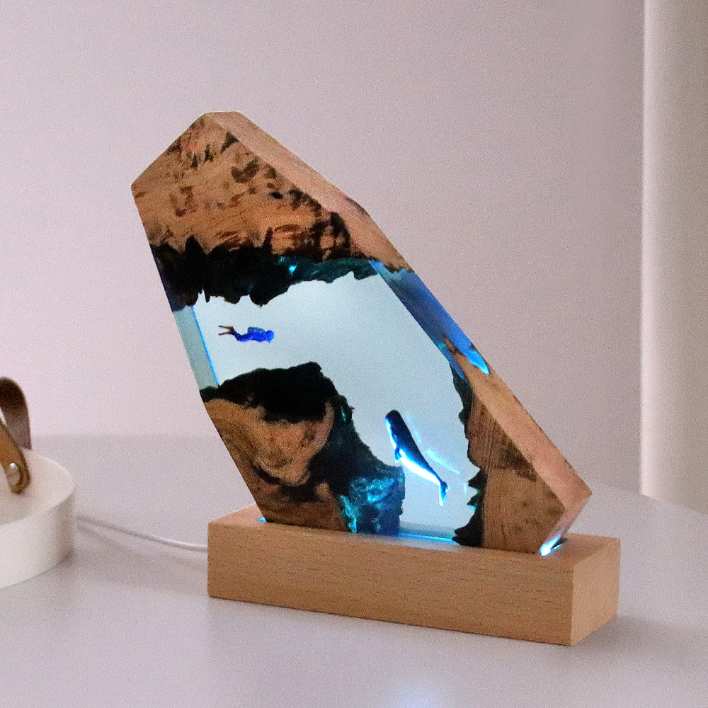 Resin Art Wedding Gift - Nieuwe onderwatergrot walvis duiker bureaudecoratie massief