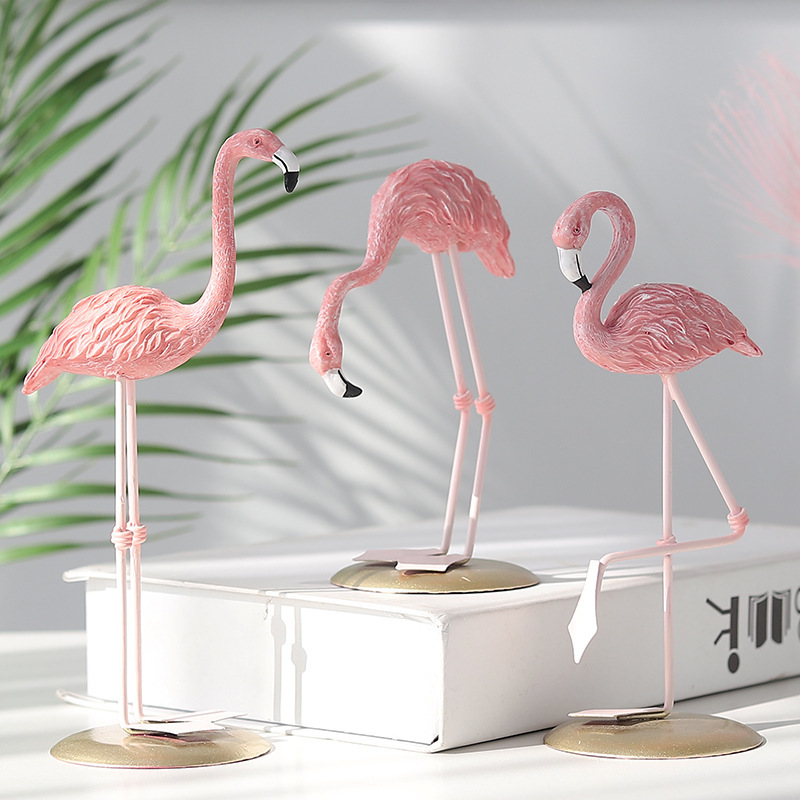 Resin Art Wedding Gift - 3 stuks roze flamingo beeldjes tropische