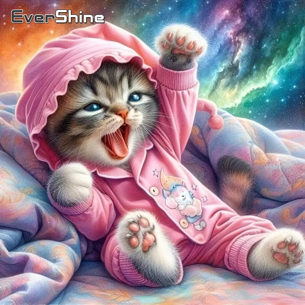 Resin Art Wallpaper - EverShine Nieuwe Aanwinst Diamant Schilderij Kat