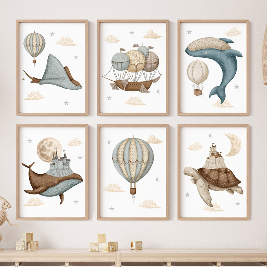 Resin Art Baby - Walvisschildpad Kasteel Ballon Scandinavische Kinderkamer Wandkunst