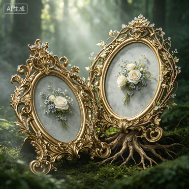 Resin Art Wedding Gift - Retro gouden ovale hars fotolijst voor