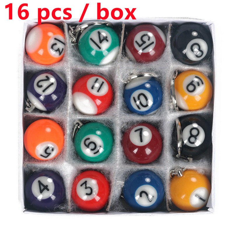 Resin Art Alphabet - 16 stks/set Mini Biljart Vormige Sleutelhanger