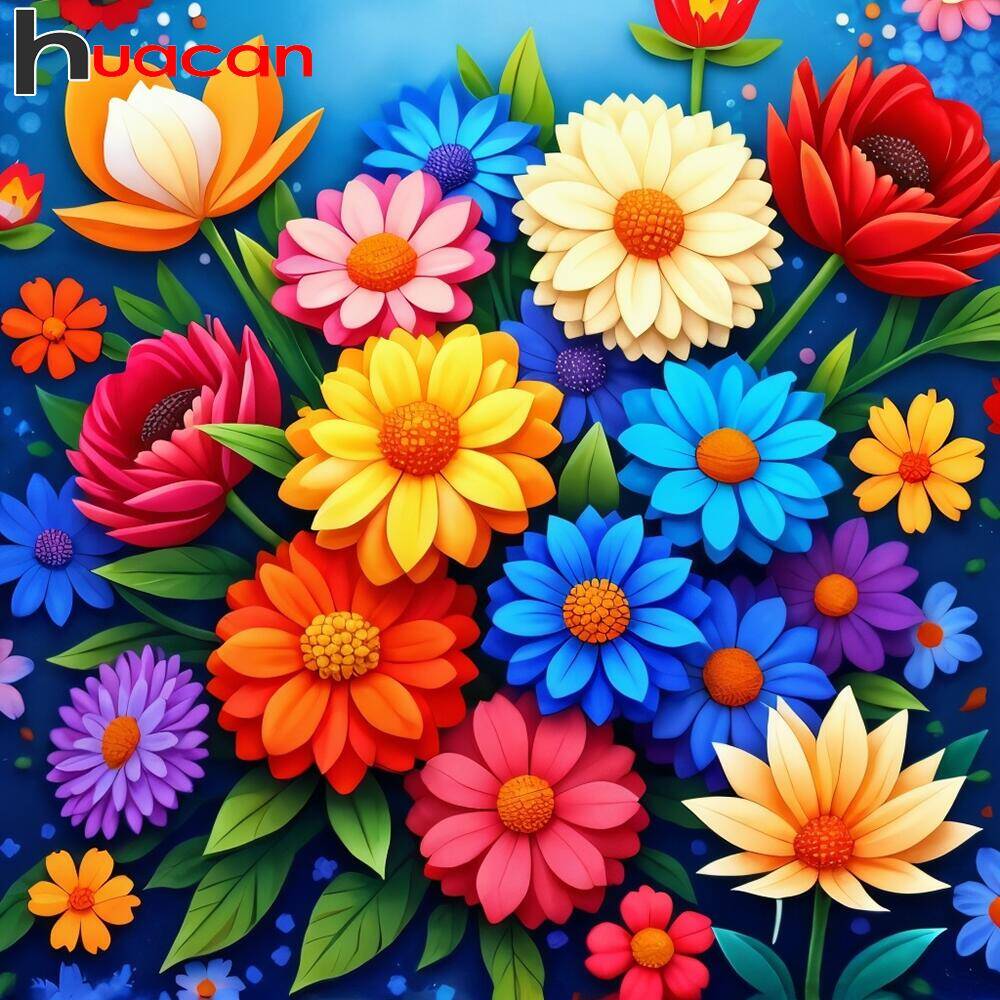 Resin Art Wallpaper - Huacan Diamond Art Mozaïek Kits Chrysant